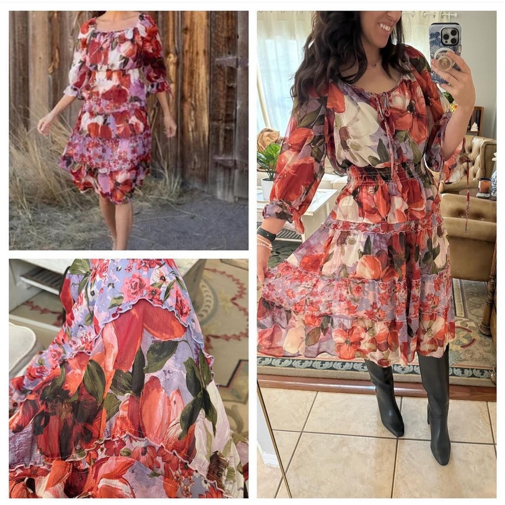 EUC Anthropologie Fig & Flower two piece floral skirt and top set. Size XL.